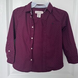 OshKosh B'gosh Maroon Polka Dot Button Down Shirt